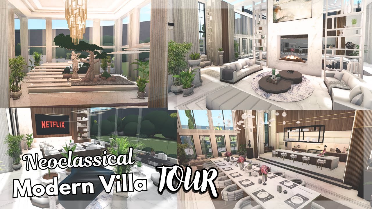 Neoclassical Modern Villa || Bloxburg Tour + Interior Speedbuild
