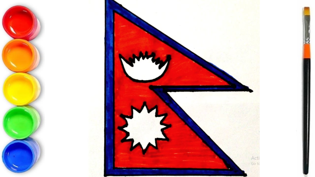 Nepal Flag Drawing, Nepal Flag, How to draw Nepal Flag, Nepal ka Flag