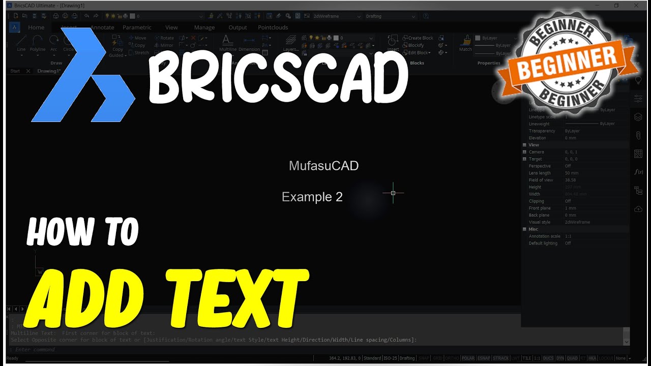 BricsCAD How To Add Text Tutorial