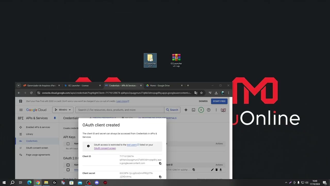 Launchers GameCode - API Google - Instala&ccedil;&atilde;o e  Configura&ccedil;&atilde;o completa #muonline