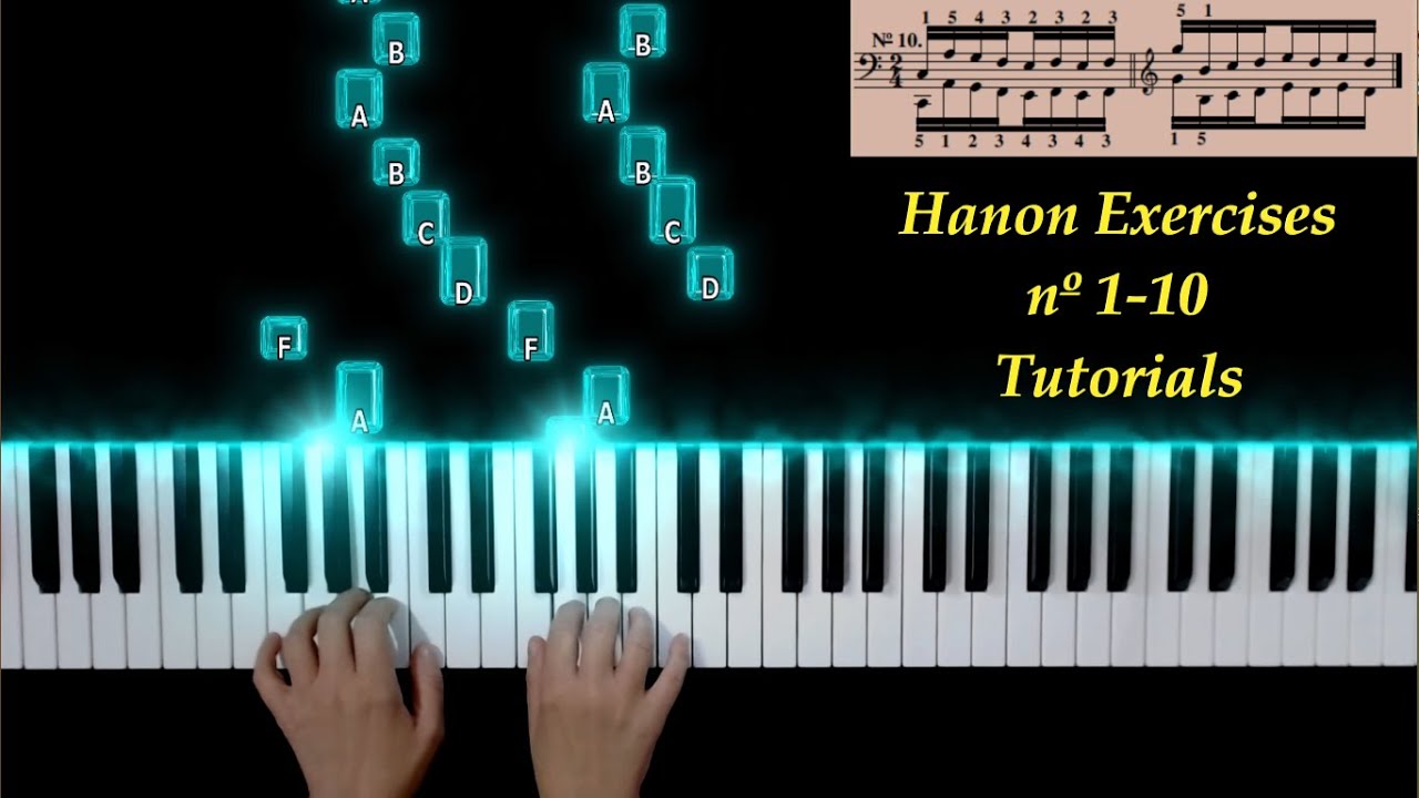 Hanon Exercises nº 1-10, with Ritornello (Repetition) - 60 bpm