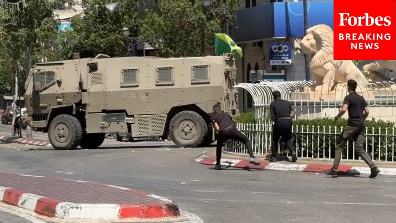 Gun Shots Ring Out As Israeli Forces Clash With Palestinians During Raid In Ramallah