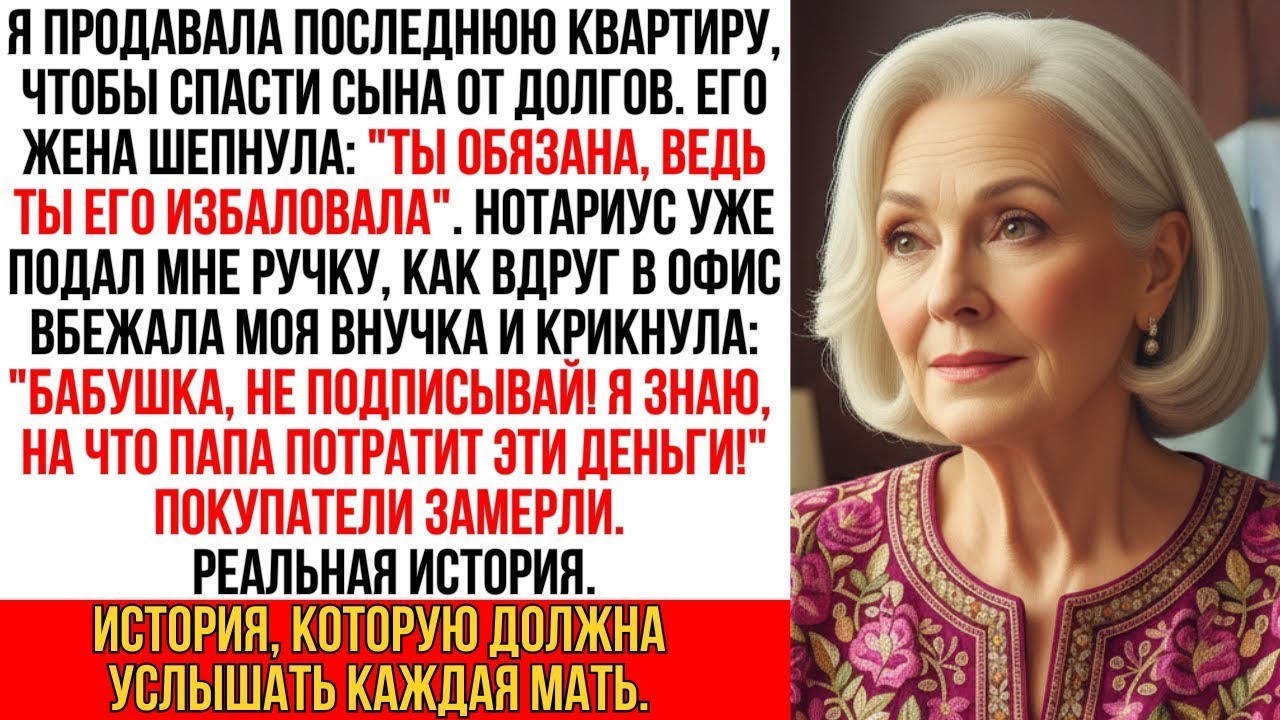 Я подписывала продажу последнего жилья ради сына. Но крик внучки раскрыл тайну, и нотариус замер.
