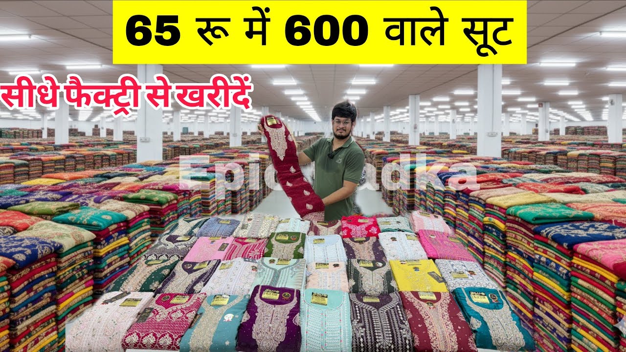1000 रुपए वाली सूट मात्र 65 रुपए से वर्क सूट | Ladies suit factory in surat #Ladiessuits 