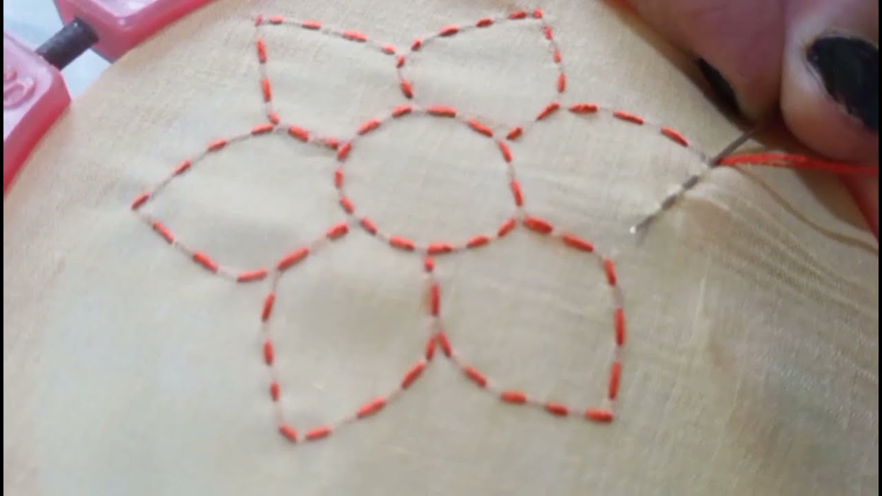 Tutorial 1 | Running Stitch Flower Hand Embroidery Design Easy Step by Step Tutorial for beginners