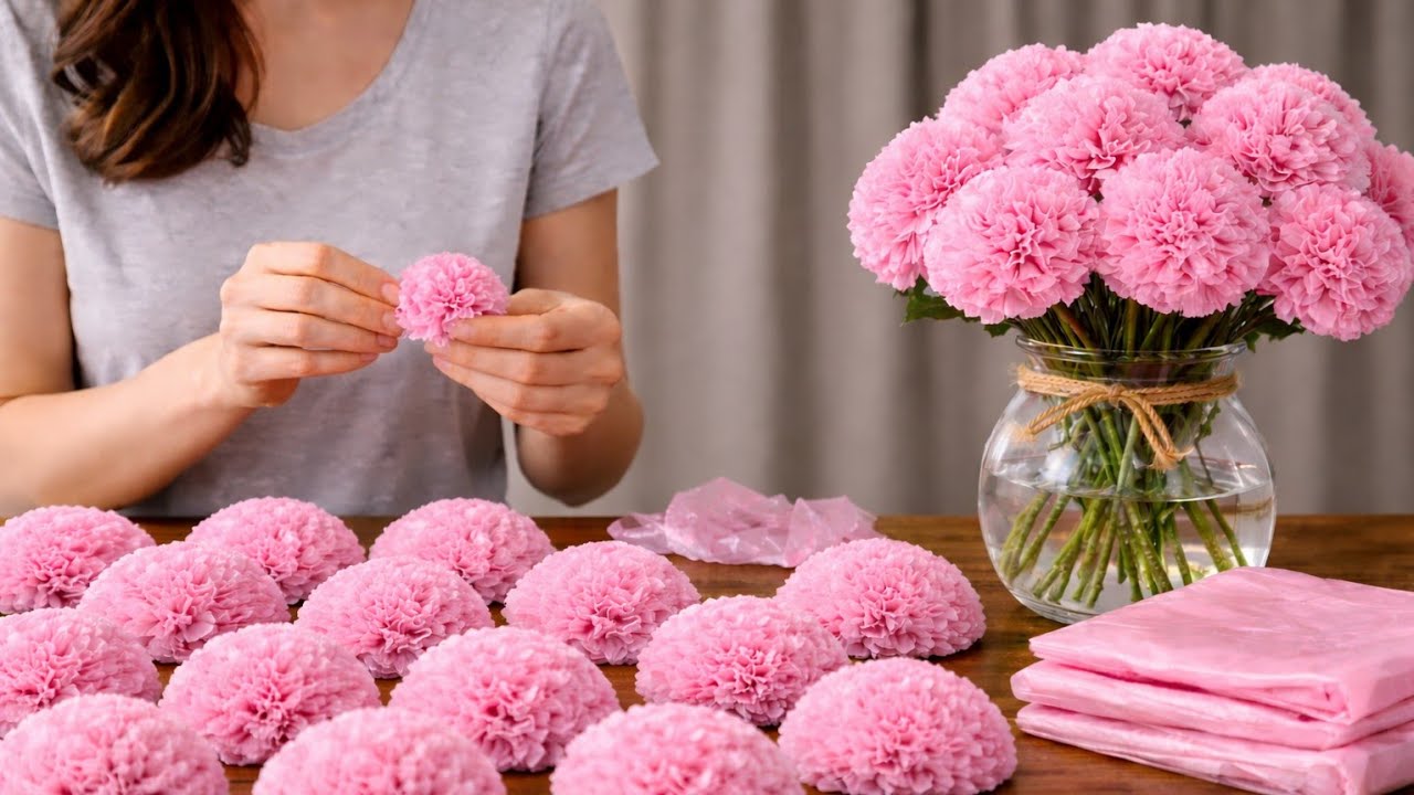how to make flower from shopping bags 