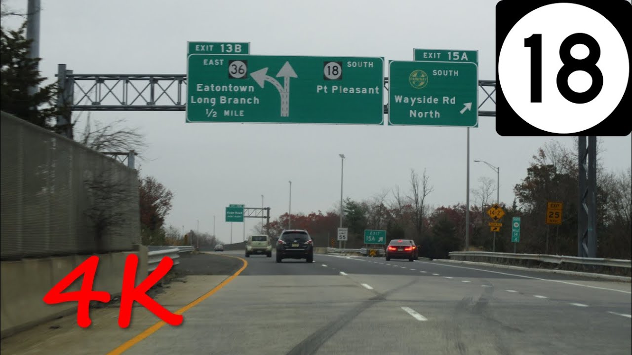 ⁴ᴷ NJ Route 18 (Monmouth Freeway) southbound [4K VIDEO]