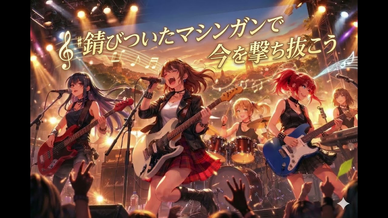 「錆びついたマシンガンで今を撃ち抜こう」をAIガールズロックバンドがカバーしてみた【ドラゴンボールGT/ Dragon Ball GT ED4  / WANDS