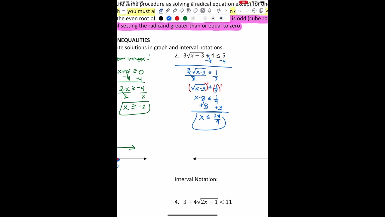 Algebra 2 Seniors - U8D4 Notes: Solving Radical Inequalities