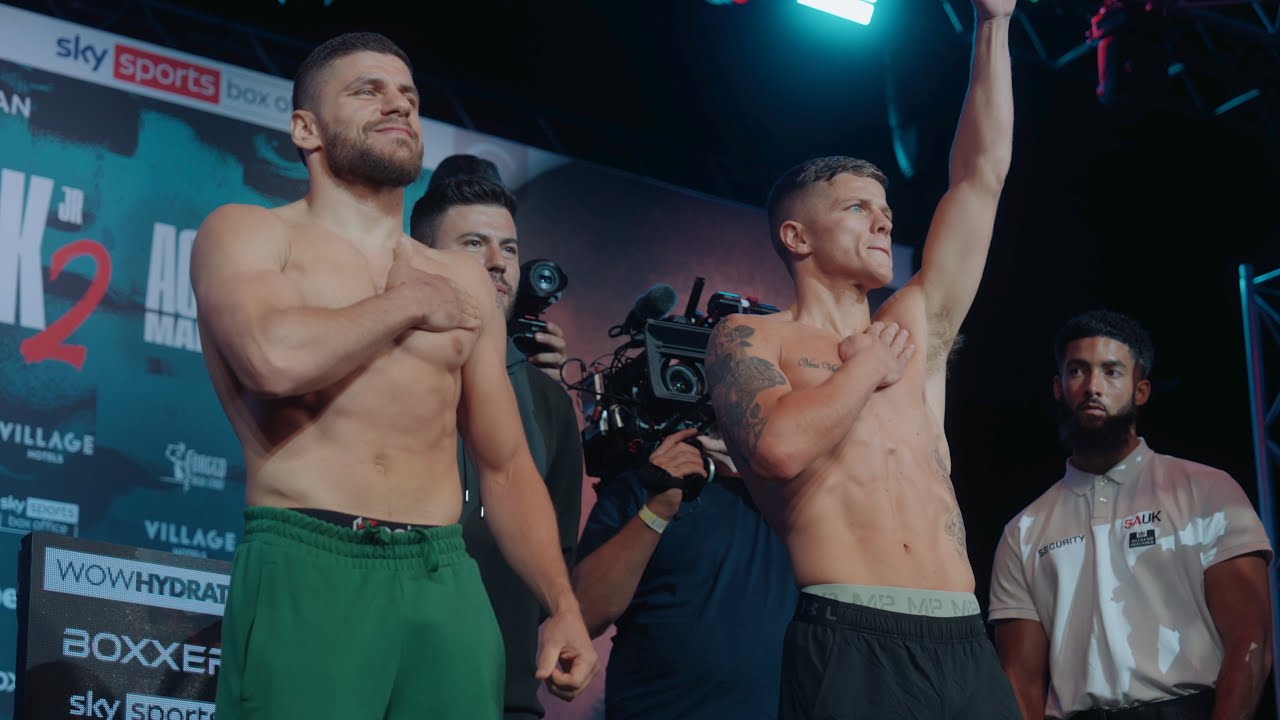 Opponent pushes Florian at the weigh in