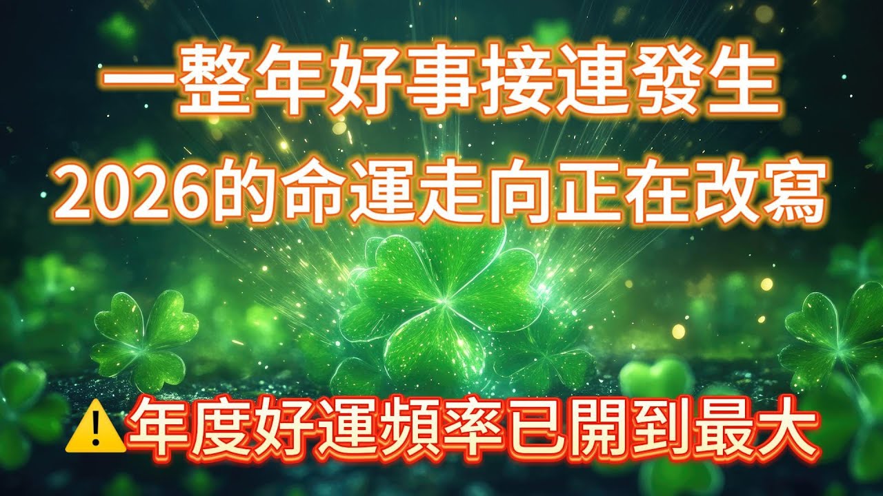 好運不停 一整年好事接連發生 ⚠️2026的命運走向正在改寫⚠️年度好運頻率已開到最大！！吸引力法則 能量音樂 好運音樂
