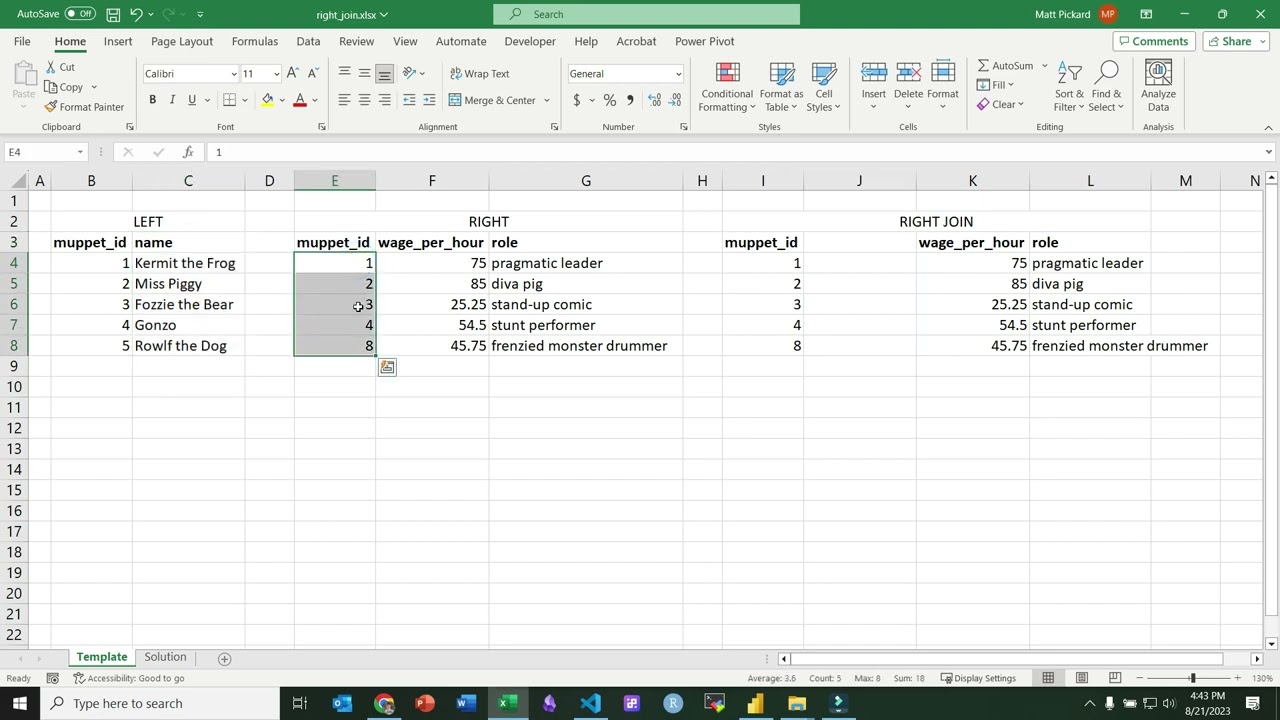 Right Join in Excel (VLOOKUP)