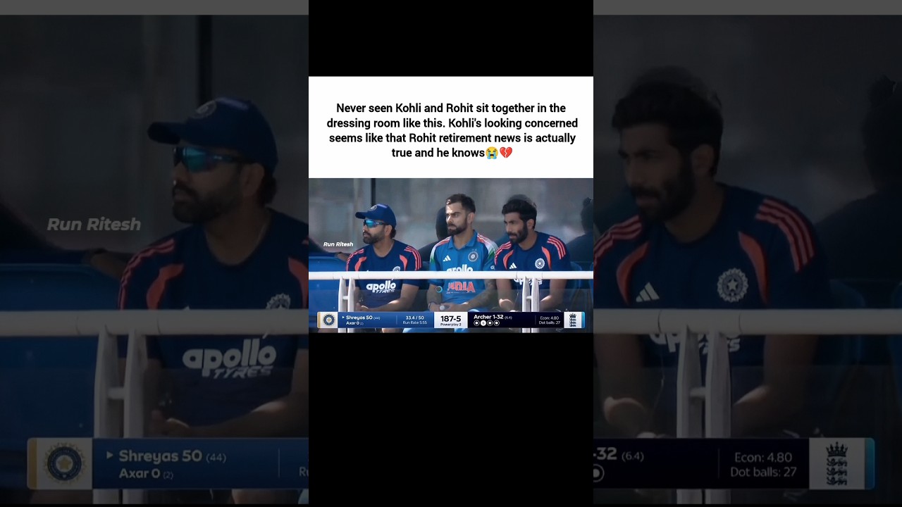 Never seen Kohli and Rohit sit together in the dressing room like this. Kohli's looking concerned 😭💔