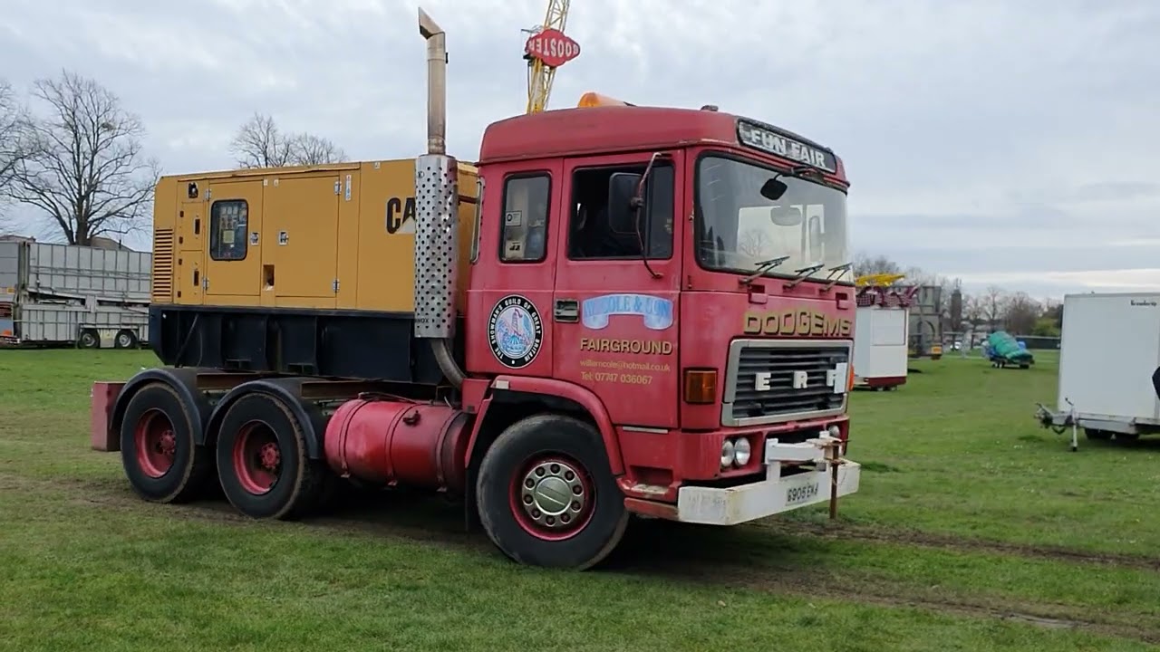 William Cole & Son ERF Moving Dodgem Paybox Redhill Funfair Build Up #funfair #fairground