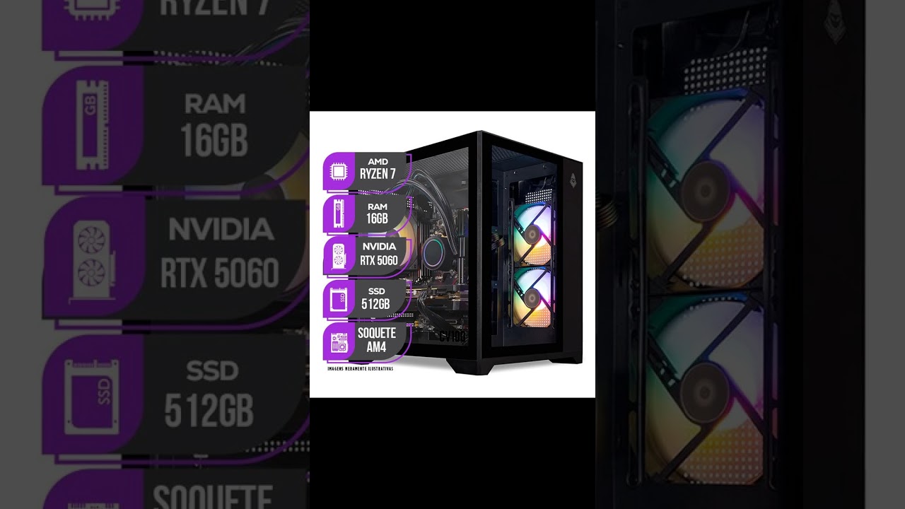 PC Gamer Mancer, AMD RYZEN 7 5700X, Water Cooler, RTX 5060 8GB, 16GB DDR4, SSD M2 512GB, F