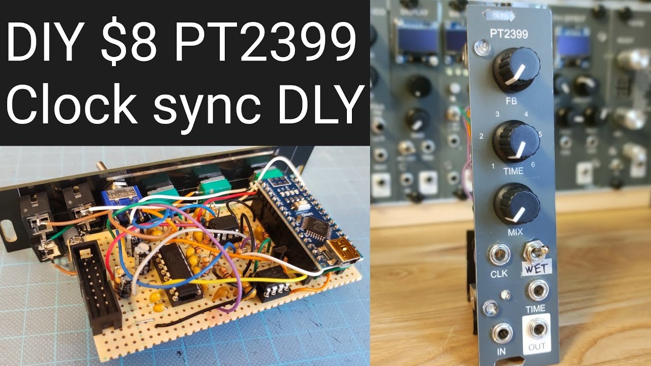 [ $8 ] DIY eurorack modular synth PT2399 Clock sync delay with Arduino nano | Delay & reverb effect