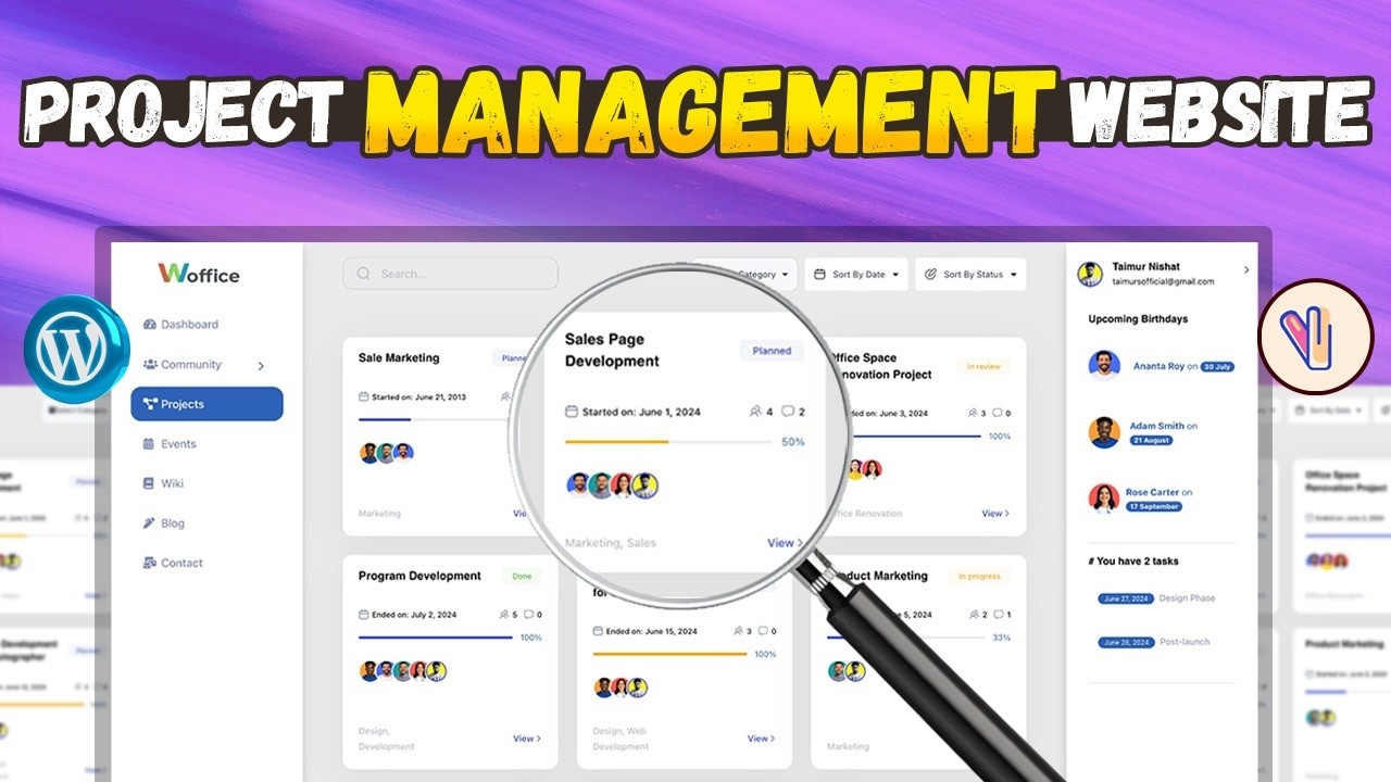 How to Create a Project Management Website using WordPress (Woffice & WordPress Tutorial 2025)