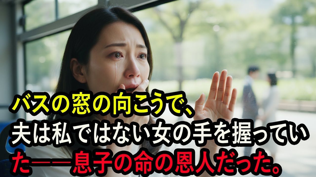 バスの窓の向こうで、夫は私ではない女の手を握っていた――息子の命の恩人だった。