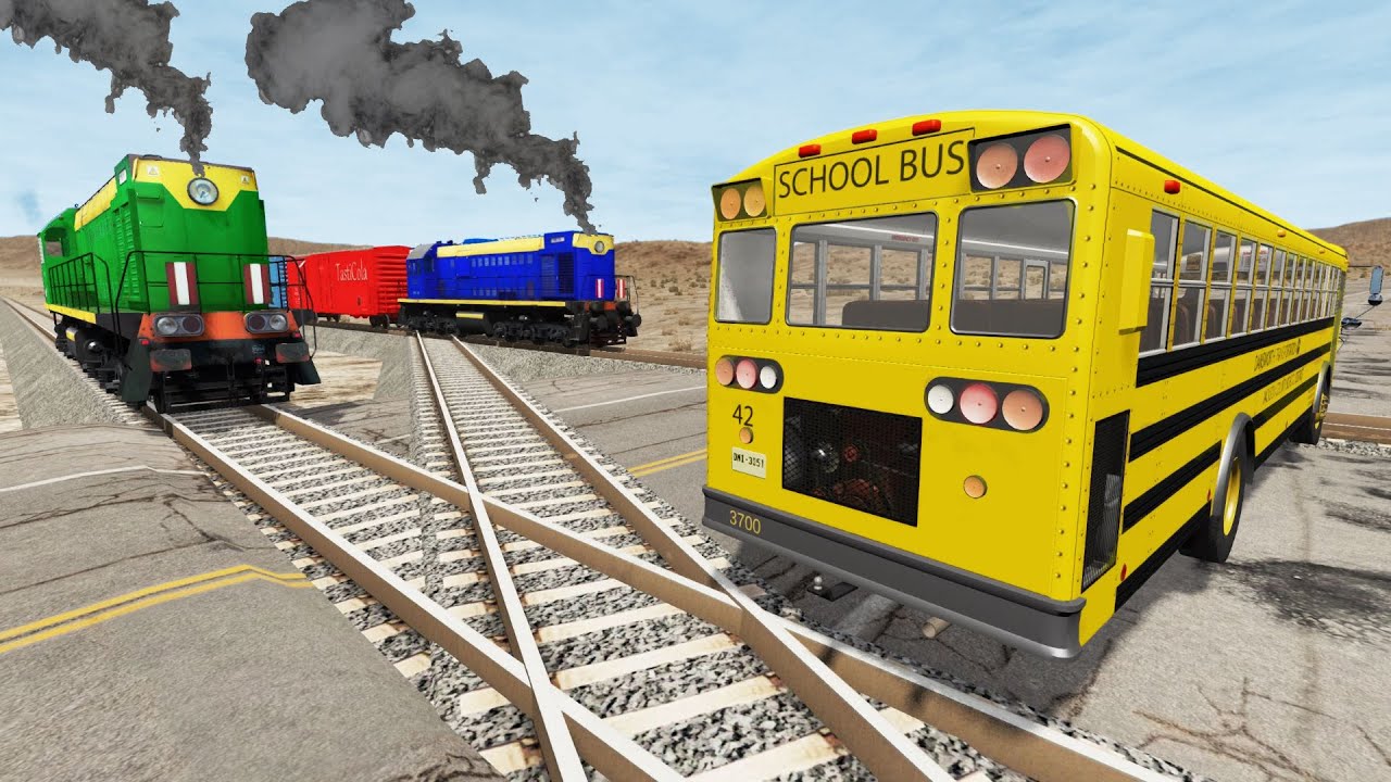 Flatbed Trailer Tractor Truck Rescue Bus  - Bus Vs Deep Water Truck Rescue Bus - BeamNG.Drive