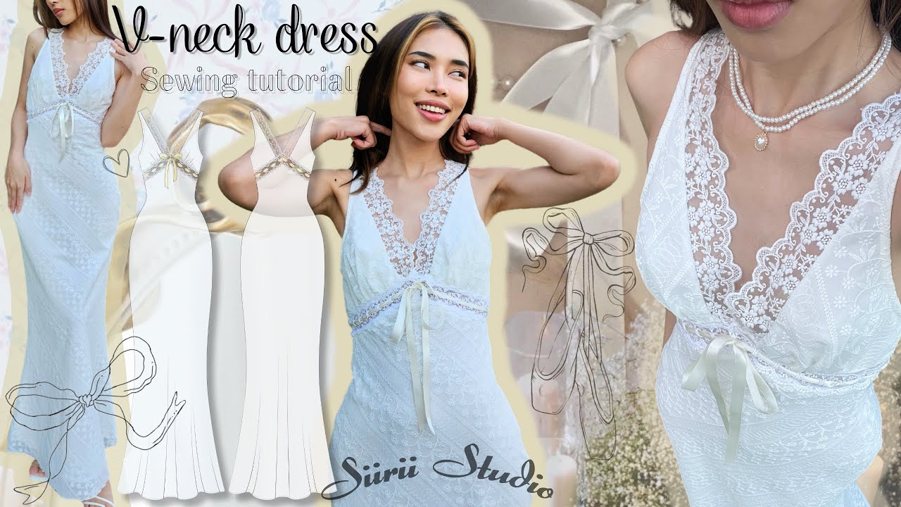 V-neck Dress With Lace Sewing Tutorial + Pattern Download