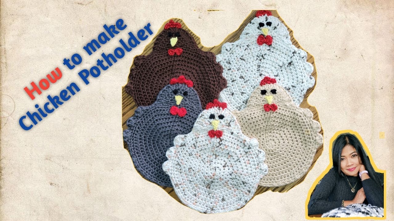 How to crochet chicken 🐔 potholder #crochet #gantsilyo