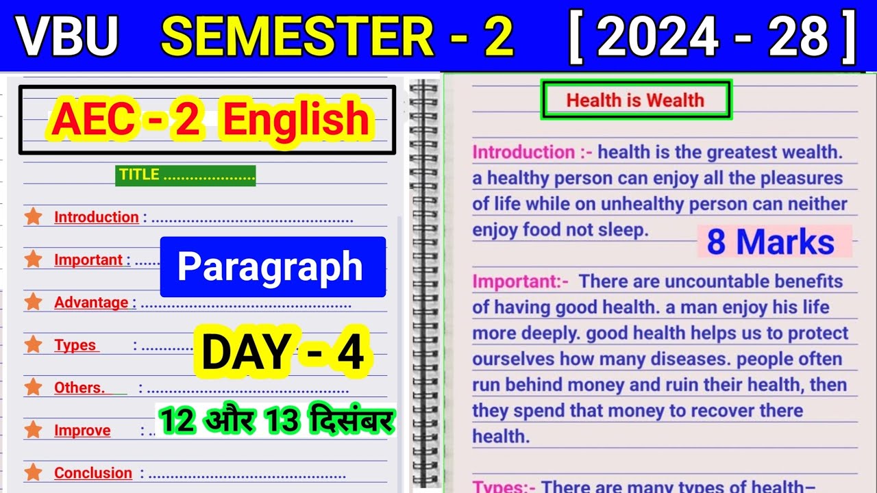 Paragraph writing likhane ka trick | paragraph kaise likhen | Sem 2 AEC 2 english paragraph mahasang