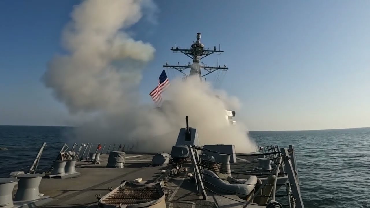Destroyer USS Spruance Relentlessly Fires Tomahawk Missiles At Iran