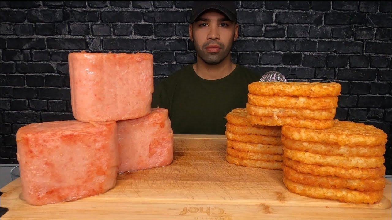 (ASMR) SPAM & HASH BROWNS MUKBANG