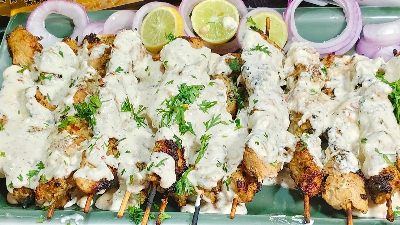 Afghani Chicken Malai Tikka Sticks🤤😋| Creamy & Juicy Chicken Tikka Recipe #trending #ramadanspecial