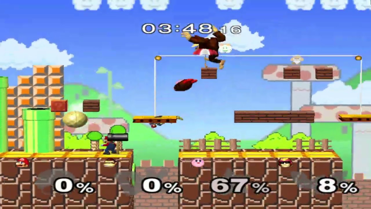 Super Smash Bros. Melee | Mushroom Kingdom | MARIO VS DONKEY KONG VS KIRBY VS C. FALCON