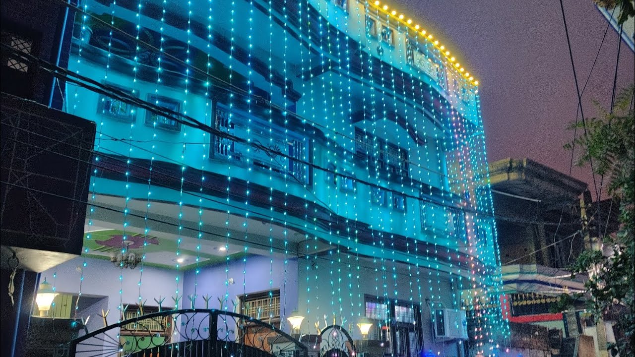 Pixel led new building diwali decoration. 