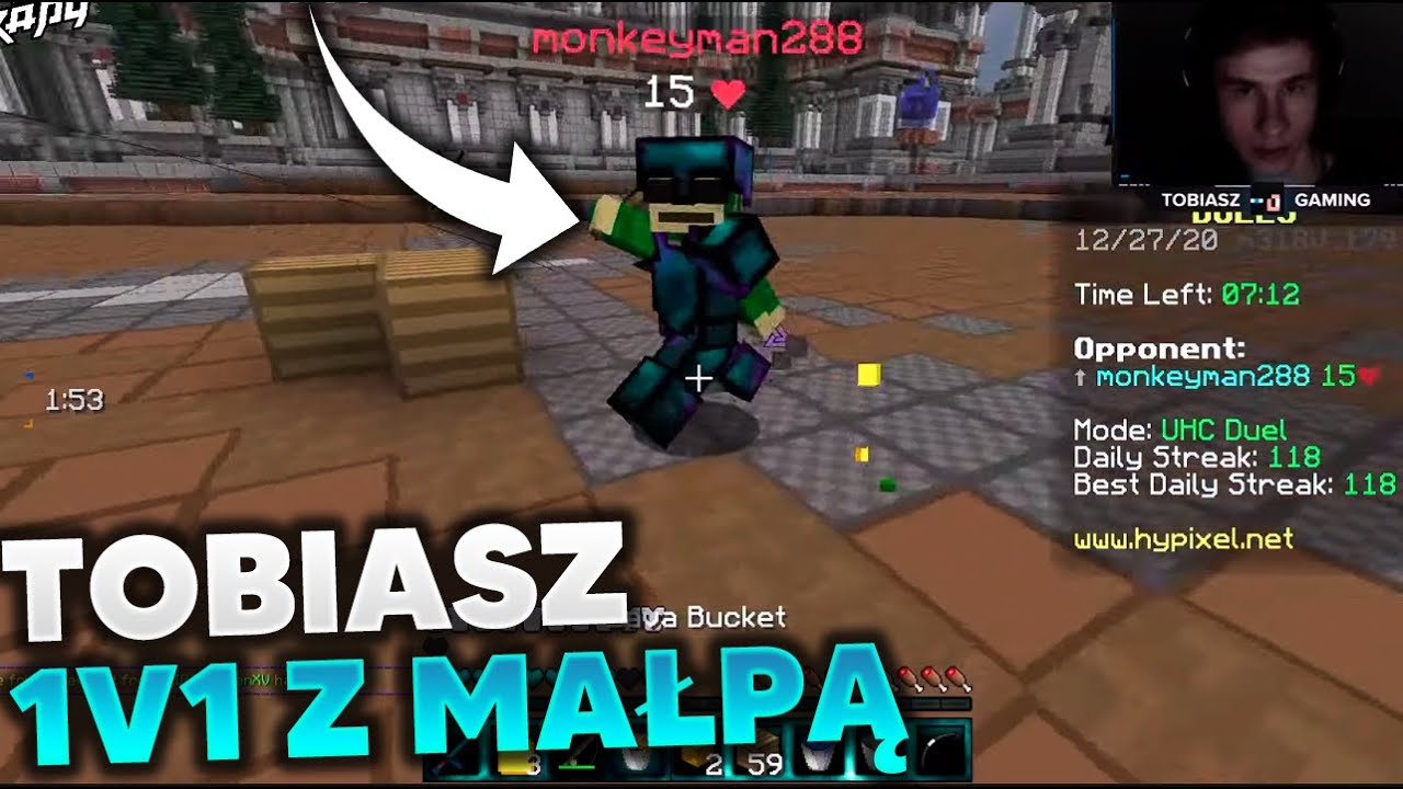 TOBIASZGAMING vs ODPALONA MAŁPA, Tobiasz Detektyw Hypixel Duels!