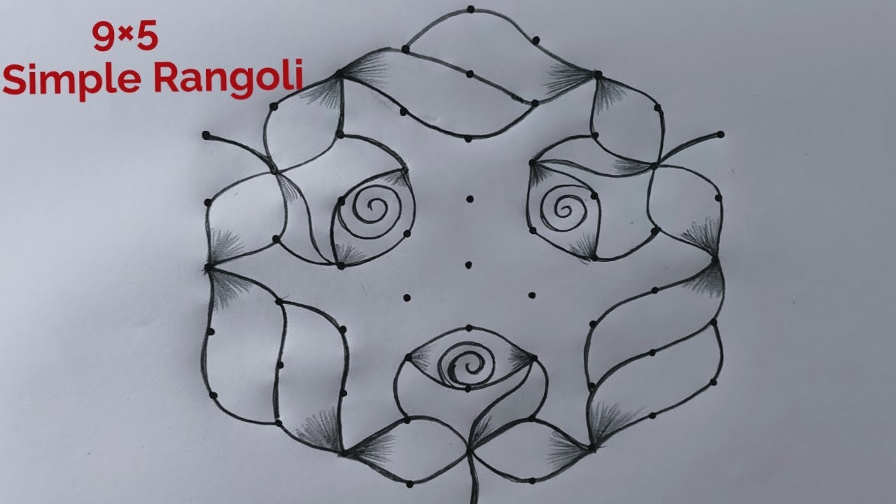 Simple Rose Rangoli Design 9×5 🌺 Thaipusam Special Rose Kolam 🌺 9 Dot Rose Muggulu🌺Beautiful Rangoli