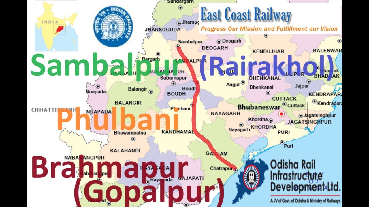 Berhampur Phulbani GopalpurBrahmapur Sambalpur Rairakhol Odisha New Rail Line Ganjam Boudh Kandhamal