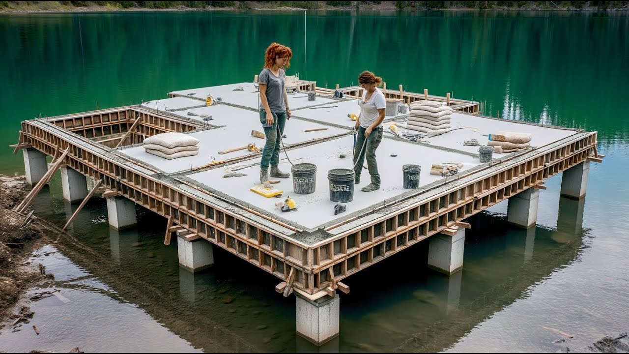 Two Sisters Build Their Dream Off-Grid Lake House Full Process Revealed by @PhucGirlintheVillage⁩
