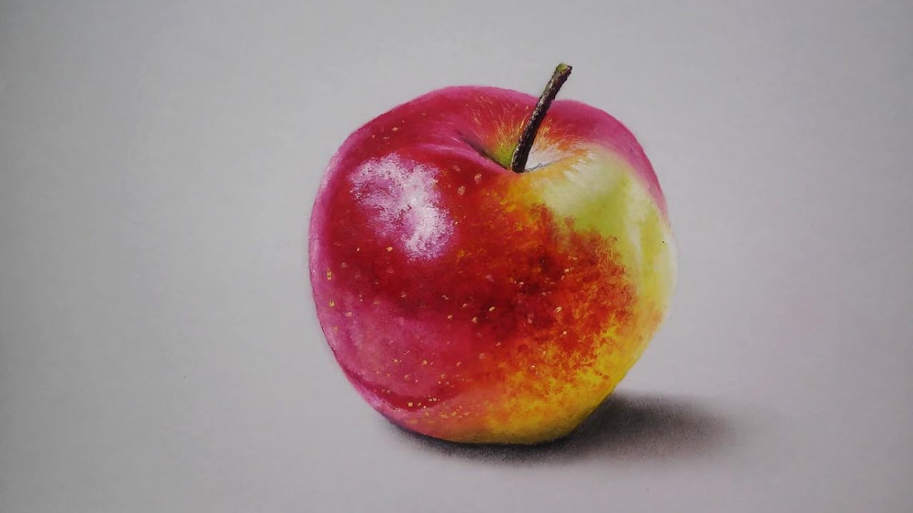 Como dibujo una manzana realista con óleos 🍎 drawing apple l HD 60 fps