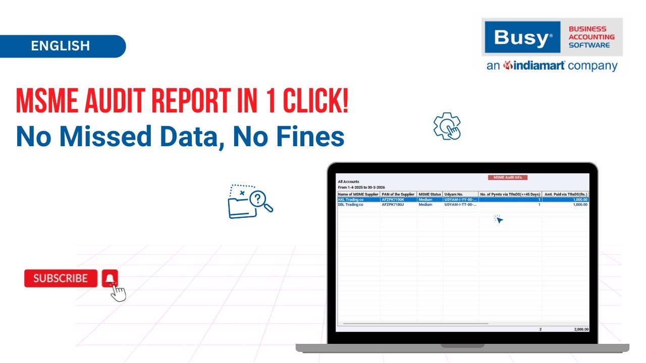 Simplify GST for MSMEs!Instantly Reconcile & Audit with BUSY | Avoid Fines, Stay Compliant (English)
