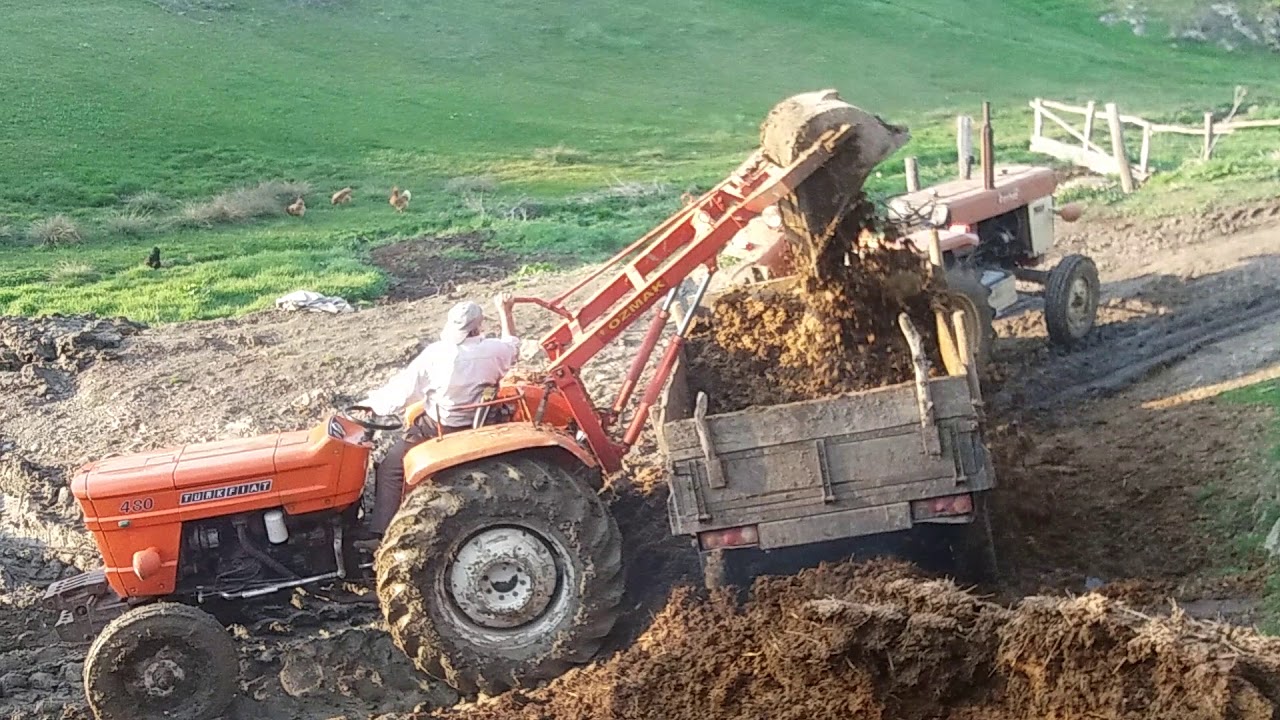 FIAT 480 ARKADA KEPÇE ILE GÜBRE YÜKLEME