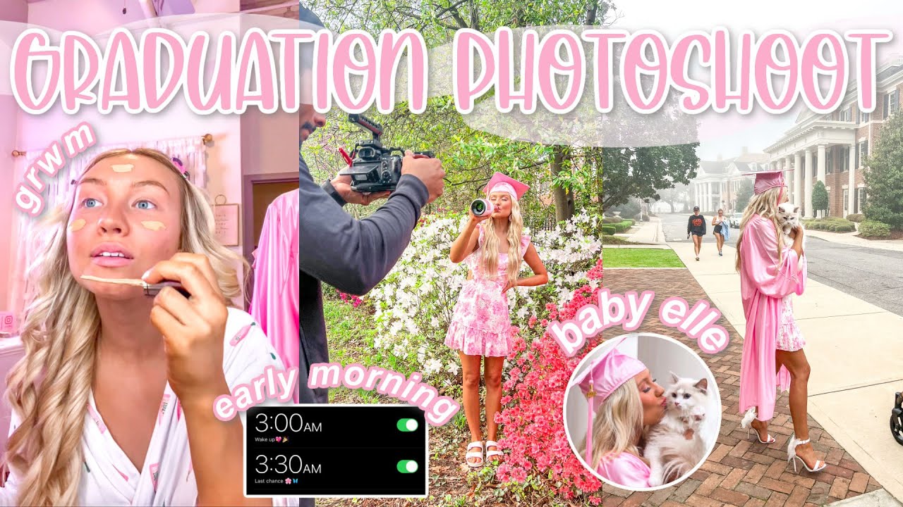 COLLEGE GRADUATION PHOTOSHOOT | Pink Cap & Gown!! GRWM + Behind The Scenes | Lauren Norris