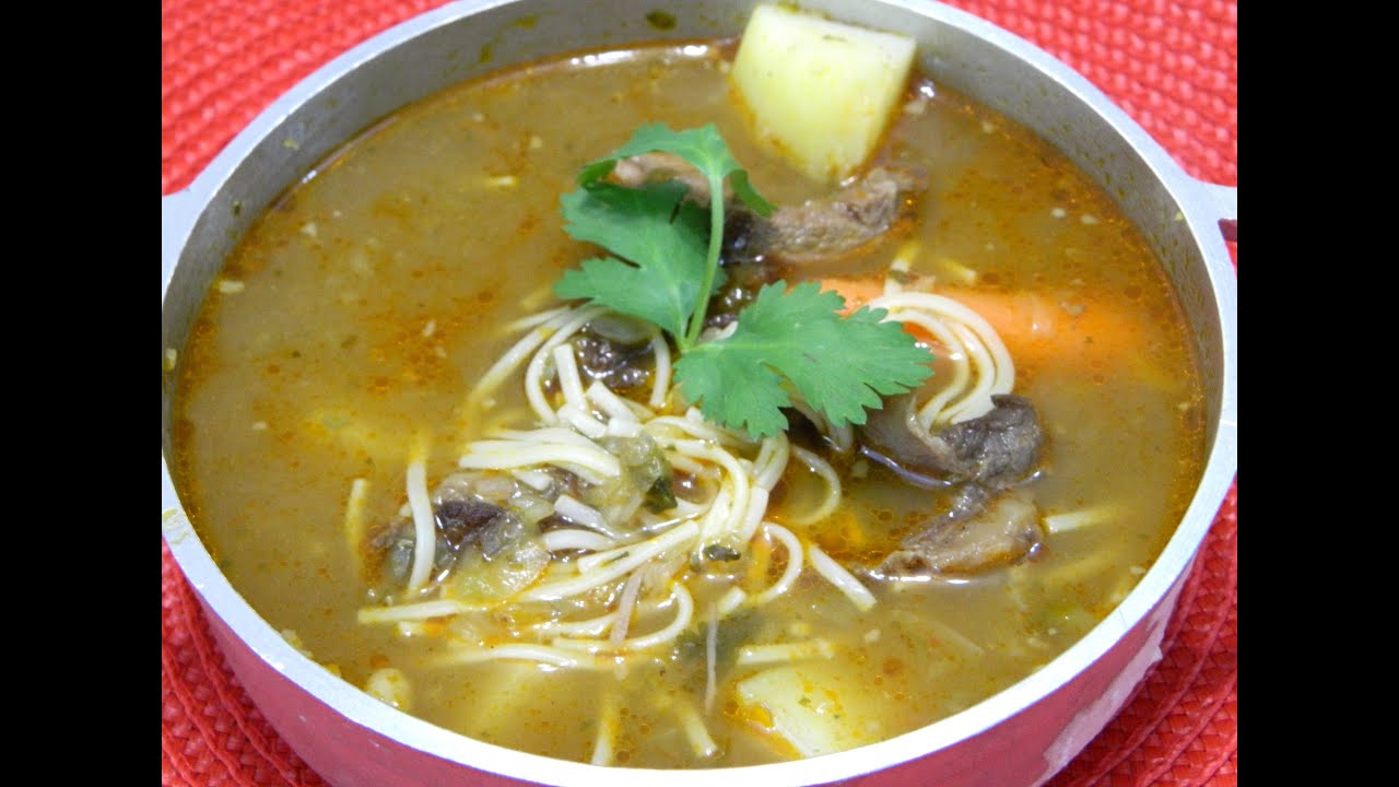Sopa de Res y Fideos Puerto Rican style Beef and Noodle soup