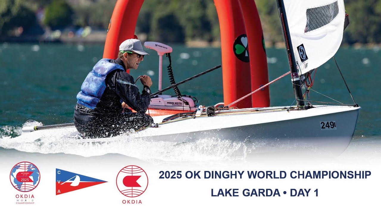 Highlights from Day 1 of the 2025 OK Dinghy World Championship at Circolo Vela Arco