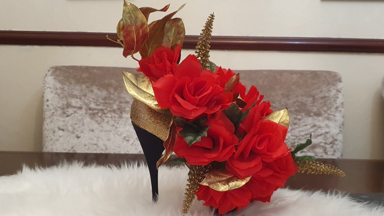 How i made this shoe vase/valentine's decor/centre piece