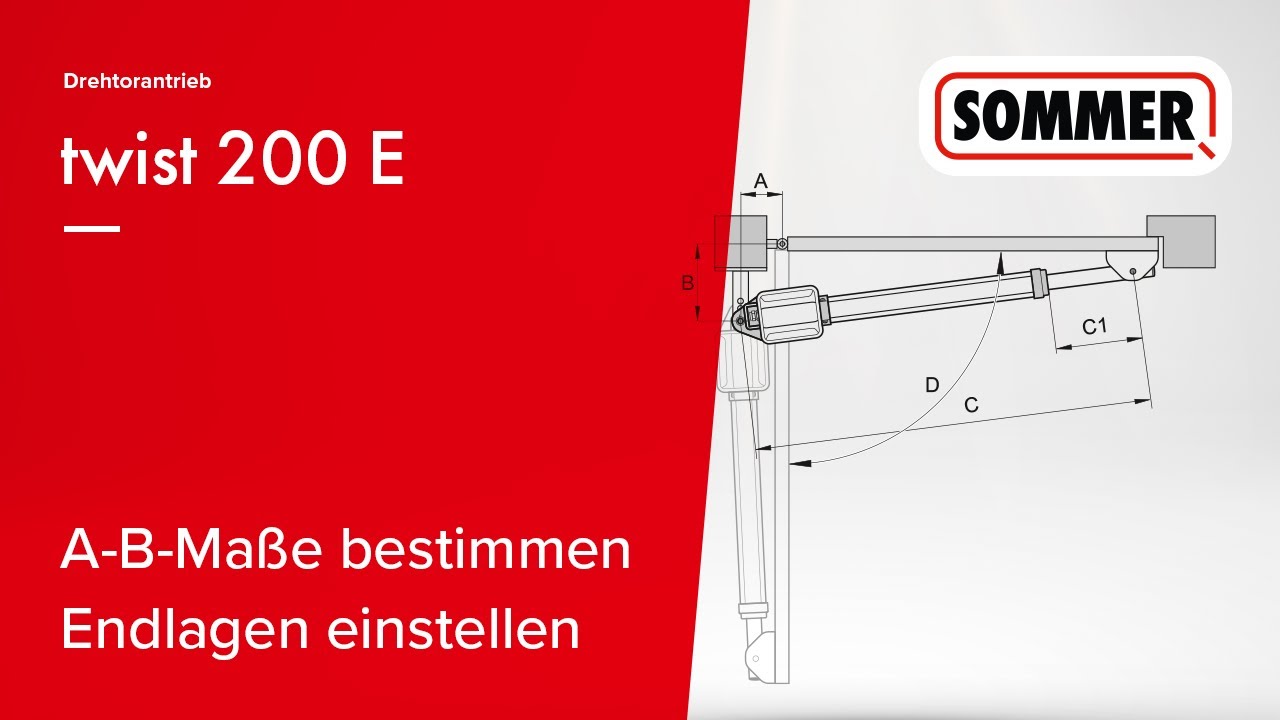 A-B-Maße bestimmen und Endlagen einstellen beim Drehtorantrieb twist 200 E von SOMMER