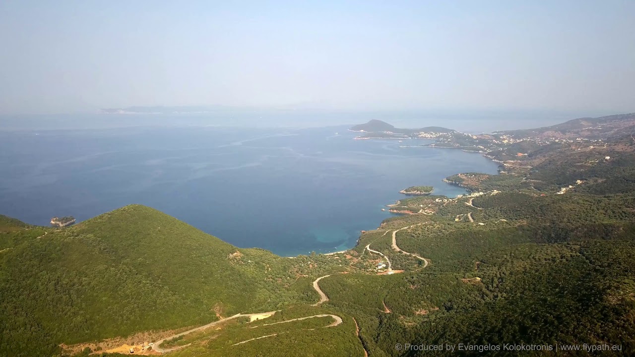 Perdika Thesprotia Arillas beach and ancient Dymikastro | Epirus Greece | View from Above  | flypath