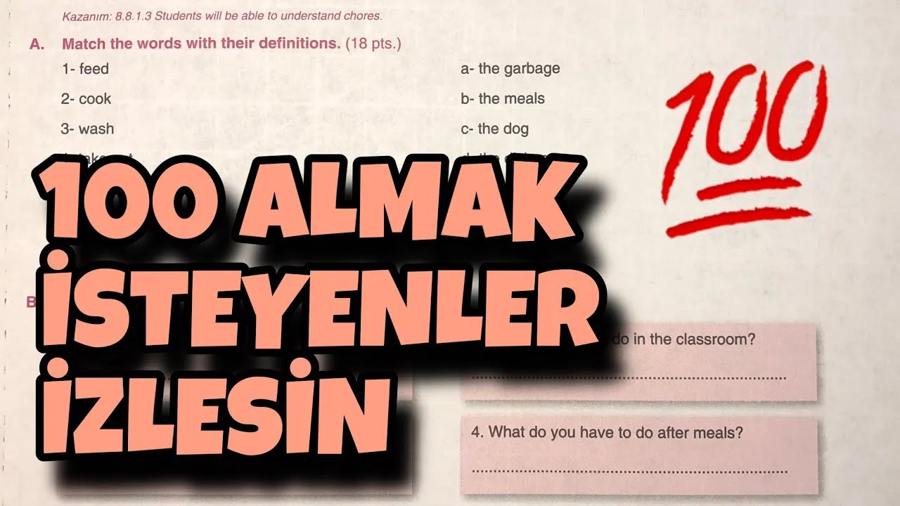8.Sınıf İngilizce 2.Dönem 2.Yazılı