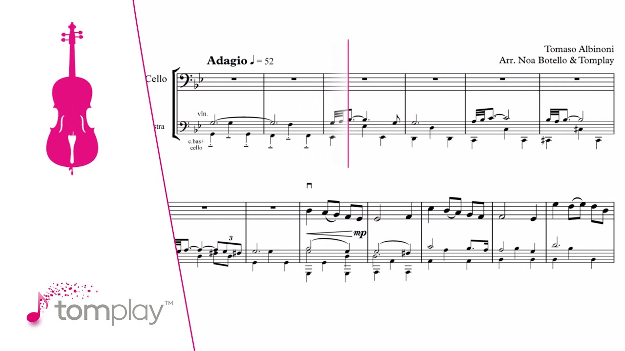 Albinoni: Adagio - Cello Sheet Music (Very Easy Level)