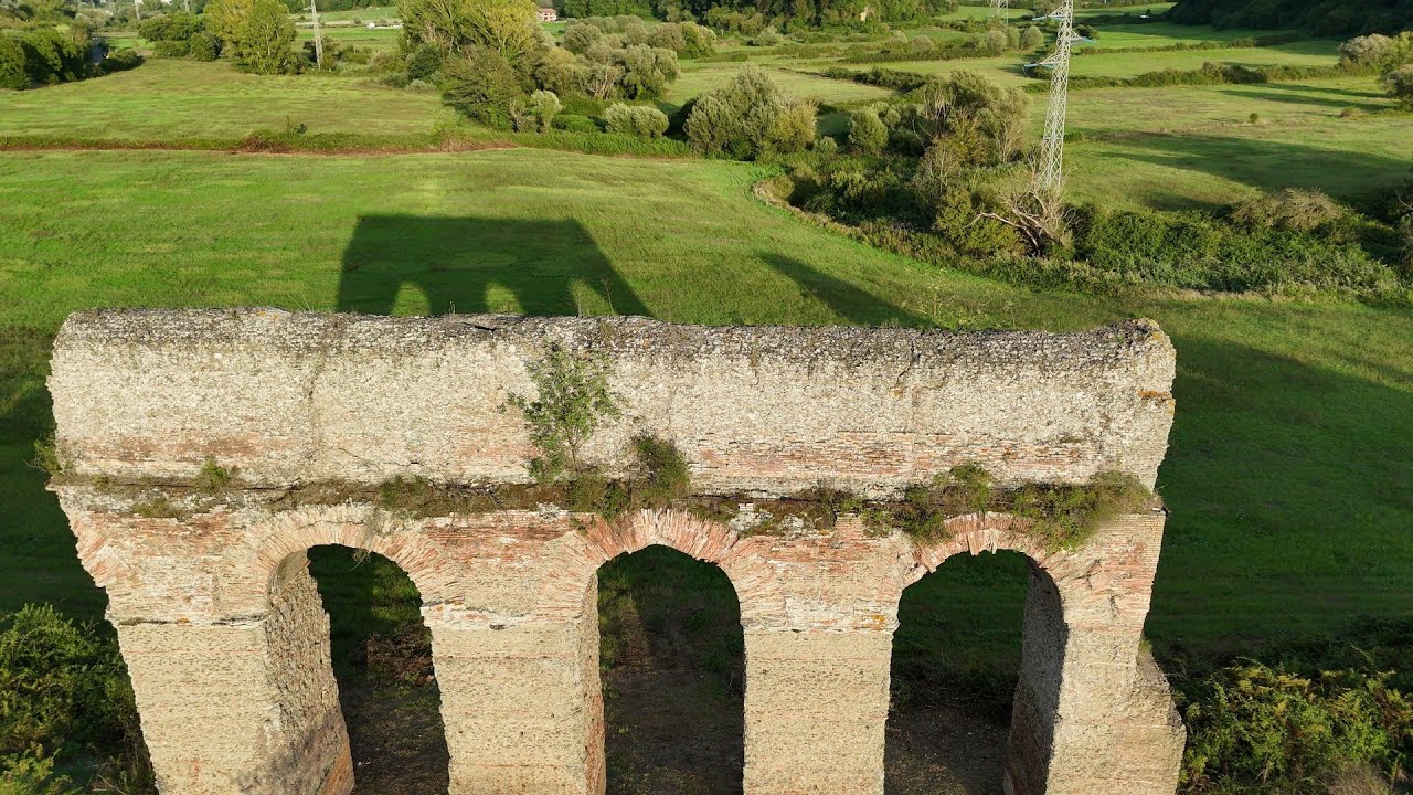 Canterano aqueduct (Roman ruins) drone fly by Juan