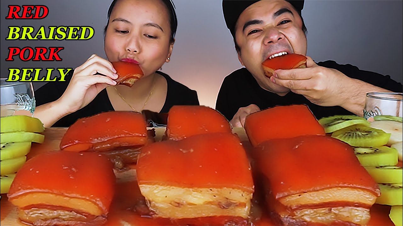 RED BRAISED PORK BELLY MUKBANG | Collab @prettyricky8405 Putok Batok Mukbang | Braised Pork Belly