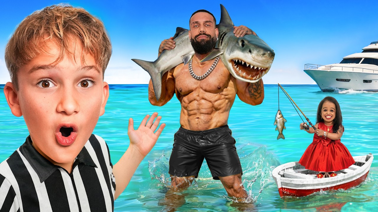 Рыболовное соревнование между САМОЙ НИЗКОЙ женщиной в мире и САМЫМ ВЫСОКИМ бодибилдером!