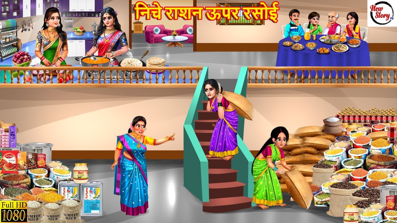 निचे राशन ऊपर रसोई | Nichey Ration Upar Rasoi | Saas Bahu | Hindi Kahani | Hindi Cartoon | Stories